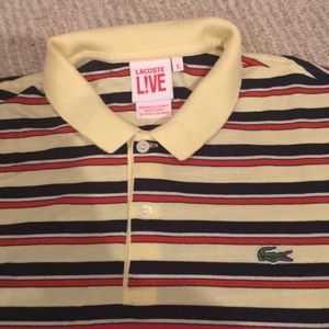 Lacoste Shirts - Lacoste LiVE Polo Yellow Stripe Size 5 Lacoste Shirts - Lacoste LiVE Polo Yellow Stripe Size 5